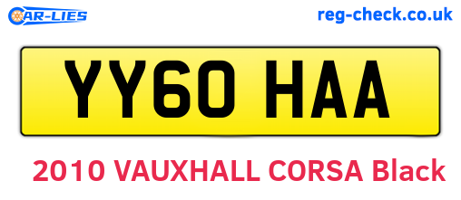 YY60HAA are the vehicle registration plates.