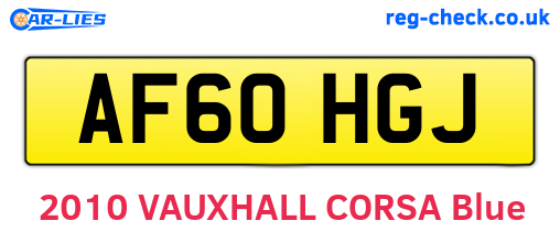 AF60HGJ are the vehicle registration plates.