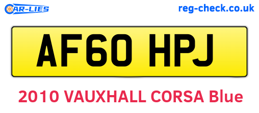 AF60HPJ are the vehicle registration plates.