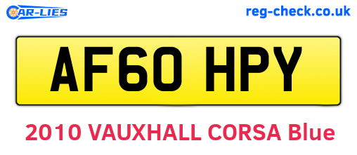 AF60HPY are the vehicle registration plates.