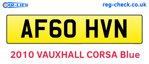 AF60HVN are the vehicle registration plates.