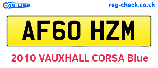 AF60HZM are the vehicle registration plates.