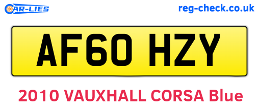 AF60HZY are the vehicle registration plates.