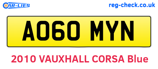 AO60MYN are the vehicle registration plates.