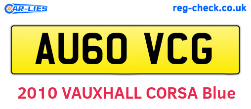AU60VCG are the vehicle registration plates.