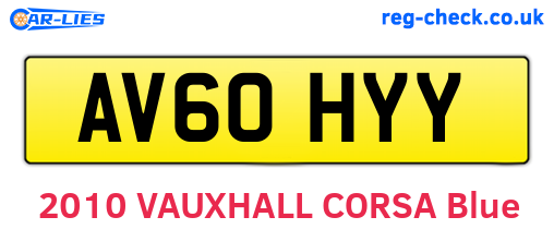 AV60HYY are the vehicle registration plates.