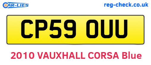 CP59OUU are the vehicle registration plates.