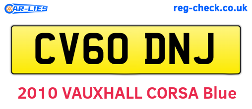 CV60DNJ are the vehicle registration plates.