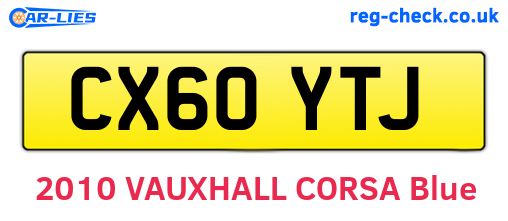 CX60YTJ are the vehicle registration plates.