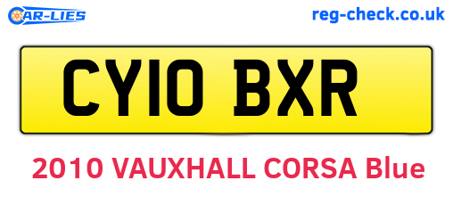 CY10BXR are the vehicle registration plates.