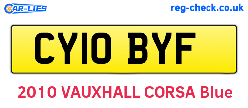 CY10BYF are the vehicle registration plates.