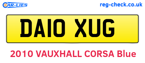 DA10XUG are the vehicle registration plates.