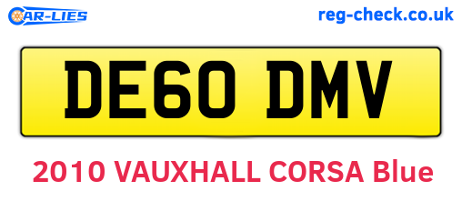 DE60DMV are the vehicle registration plates.