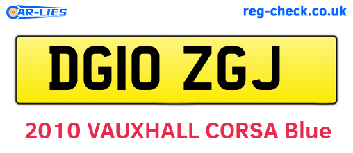 DG10ZGJ are the vehicle registration plates.