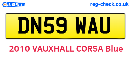 DN59WAU are the vehicle registration plates.