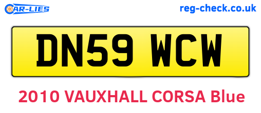 DN59WCW are the vehicle registration plates.