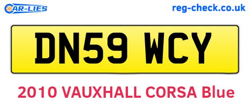DN59WCY are the vehicle registration plates.