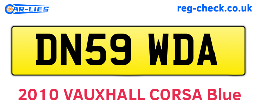 DN59WDA are the vehicle registration plates.