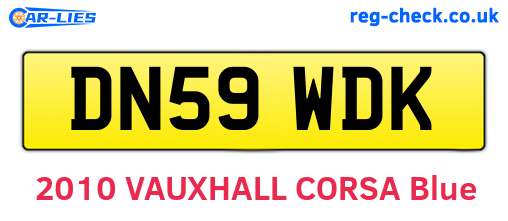 DN59WDK are the vehicle registration plates.