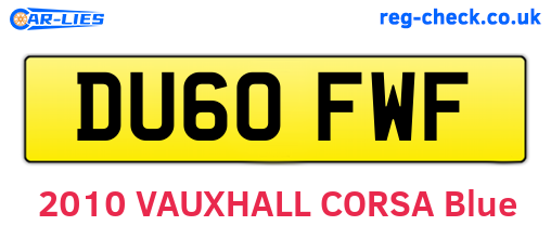 DU60FWF are the vehicle registration plates.