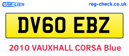 DV60EBZ are the vehicle registration plates.