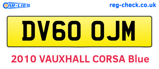 DV60OJM are the vehicle registration plates.