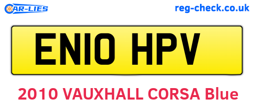 EN10HPV are the vehicle registration plates.