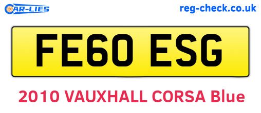 FE60ESG are the vehicle registration plates.