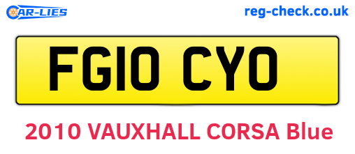 FG10CYO are the vehicle registration plates.