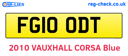 FG10ODT are the vehicle registration plates.