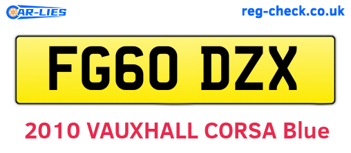FG60DZX are the vehicle registration plates.