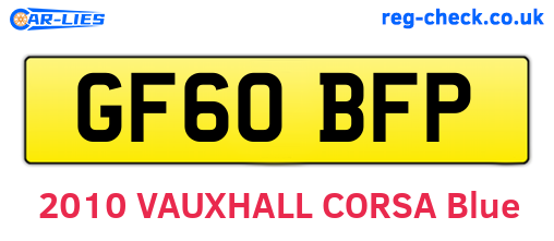 GF60BFP are the vehicle registration plates.