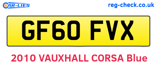GF60FVX are the vehicle registration plates.