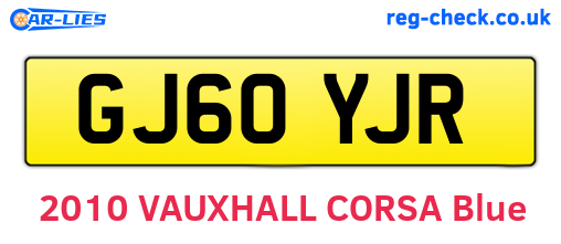 GJ60YJR are the vehicle registration plates.