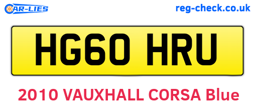 HG60HRU are the vehicle registration plates.
