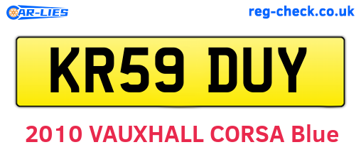 KR59DUY are the vehicle registration plates.
