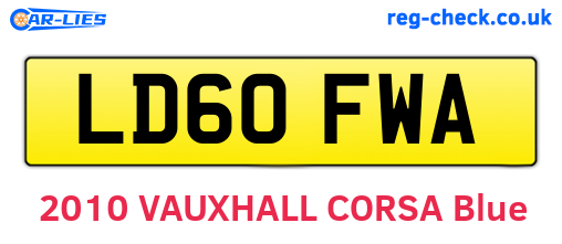 LD60FWA are the vehicle registration plates.