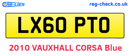 LX60PTO are the vehicle registration plates.