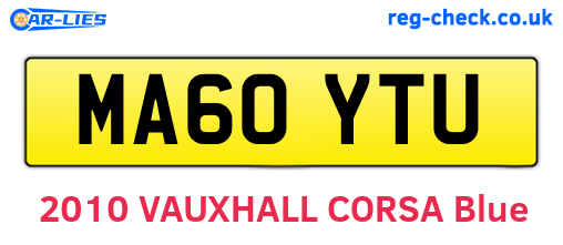 MA60YTU are the vehicle registration plates.
