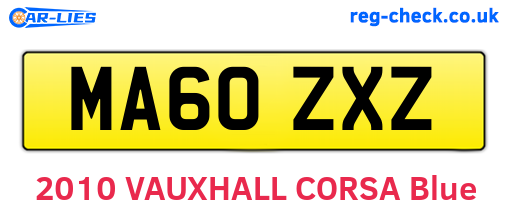 MA60ZXZ are the vehicle registration plates.