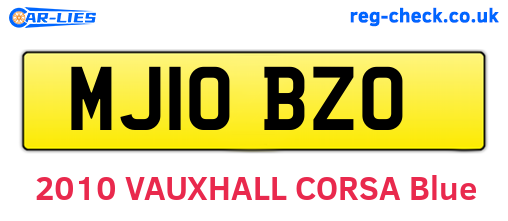 MJ10BZO are the vehicle registration plates.