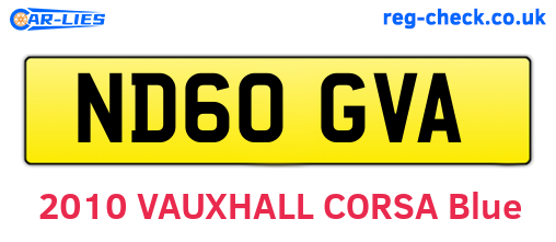 ND60GVA are the vehicle registration plates.