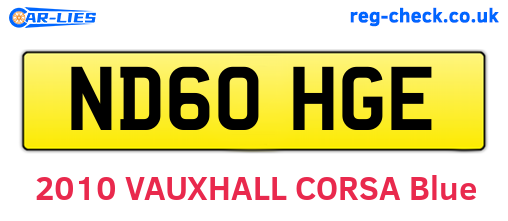 ND60HGE are the vehicle registration plates.