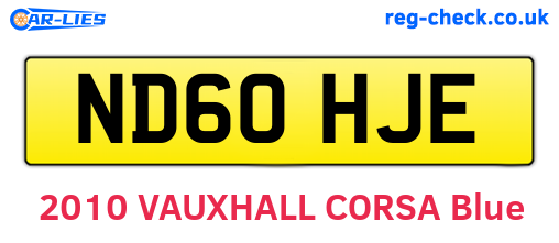 ND60HJE are the vehicle registration plates.