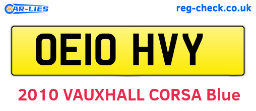 OE10HVY are the vehicle registration plates.