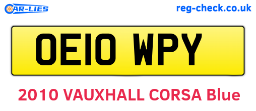 OE10WPY are the vehicle registration plates.