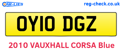 OY10DGZ are the vehicle registration plates.