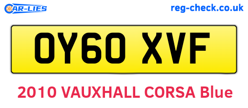 OY60XVF are the vehicle registration plates.