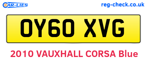 OY60XVG are the vehicle registration plates.