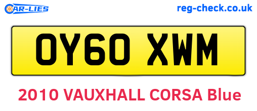 OY60XWM are the vehicle registration plates.